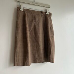 Vintage  Tan Checkered A-Line Skirt